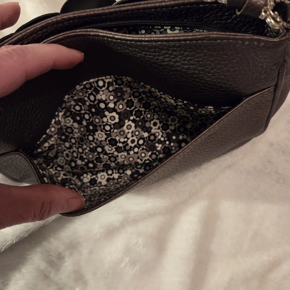 Brighton Metallic Brown Floral Satchel with Beautiful Metal Strap, EUC - Picture 6 of 7